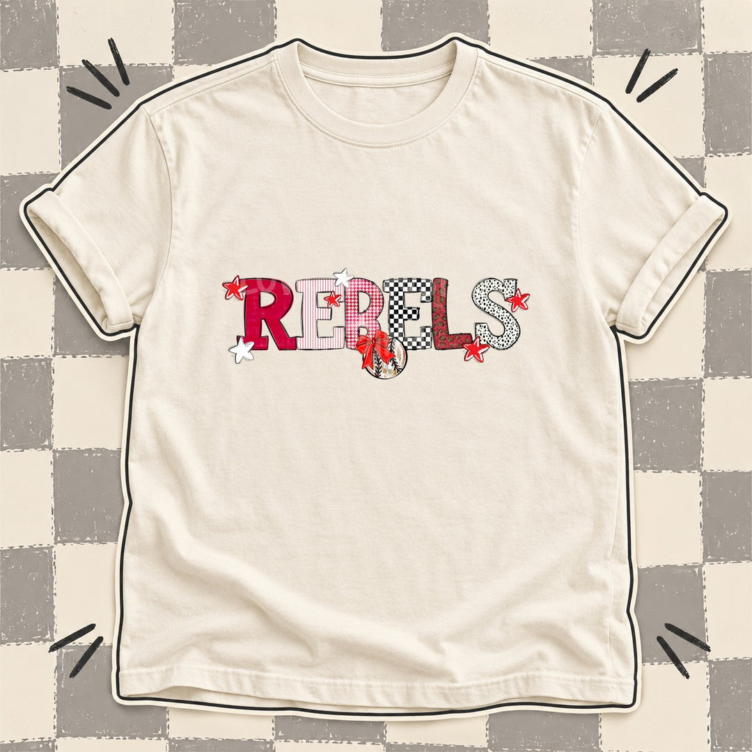 Rebels Red White Mixed Doodle Baseball Mascots – Mascot Colors DTF transfer mockup