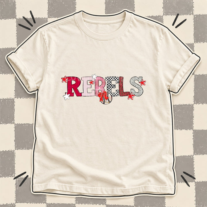 Rebels Red White Mixed Doodle Baseball Mascots – Mascot Colors DTF transfer mockup