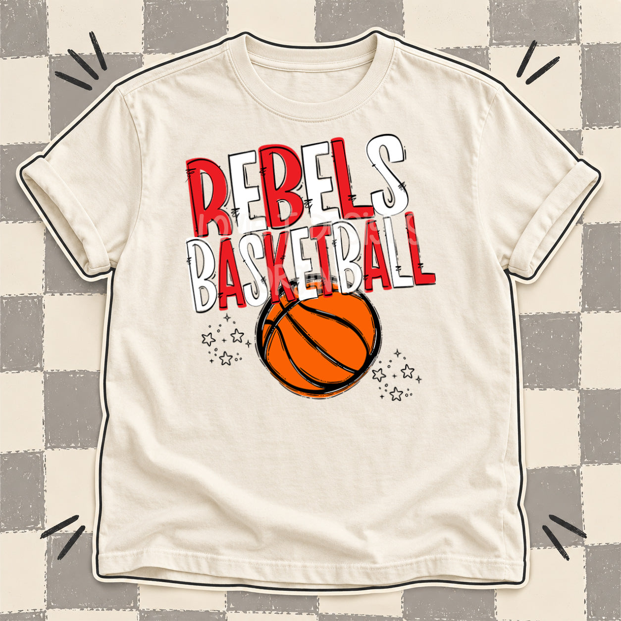 Team Go Basketball Mascots Rebels Red White design