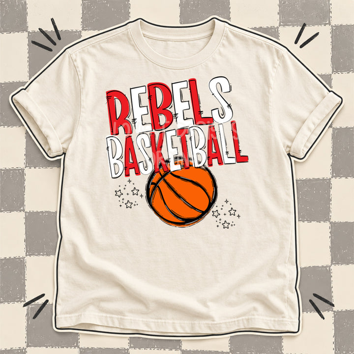 Rebels Red White Team Go Basketball Mascots DTF transfer
