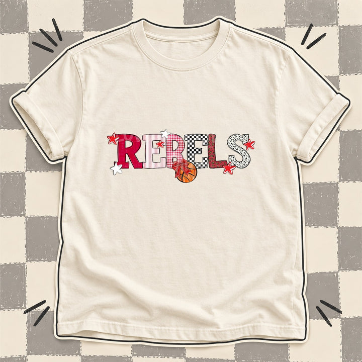 Rebels Red White Mixed Doodle Basketball Mascots – Mascot Colors DTF transfer mockup