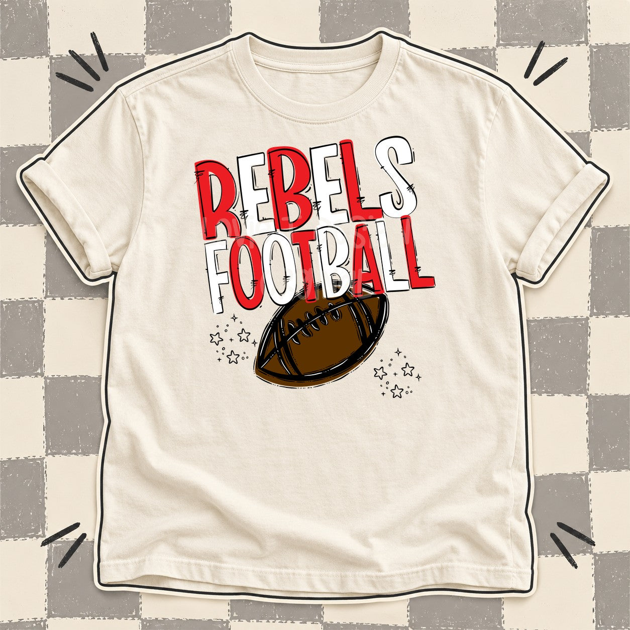 Team Go Football Mascots Rebels Red White design