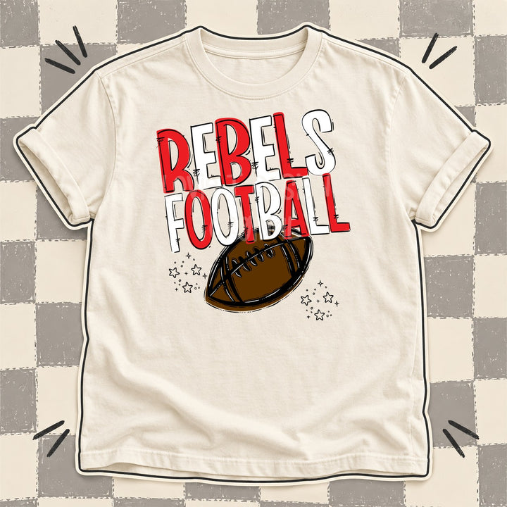 Rebels Red White Team Go Football Mascots DTF transfer mockup