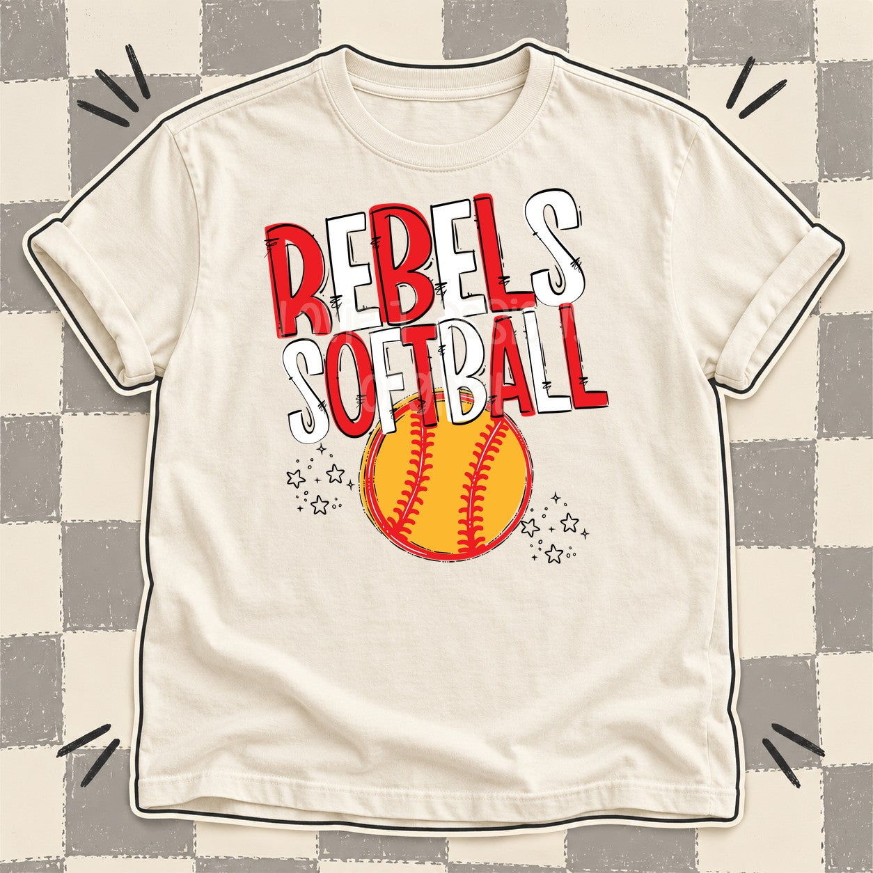 Team Go Softball Mascots Rebels Red White design