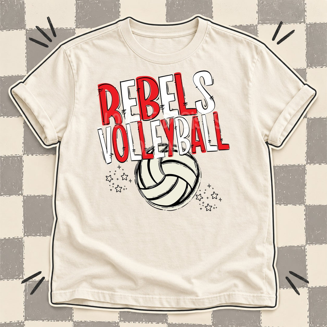 Rebels Red White Team Go Volleyball Mascots DTF transfer mockup