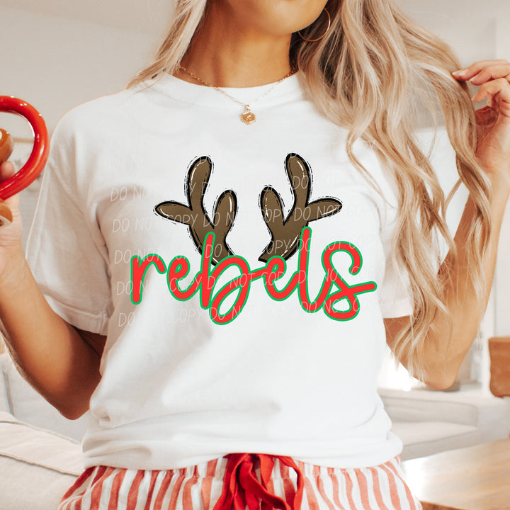 Rebels Reindeer mascot DTF transfer