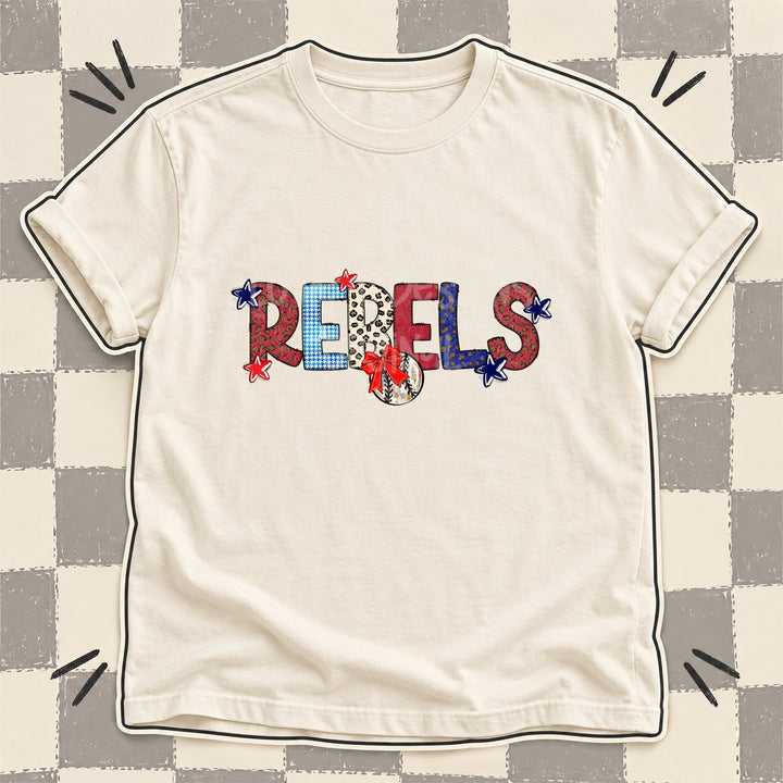 Rebels Mixed Doodle Baseball Mascots – Leopard Red Navy DTF transfer mockup