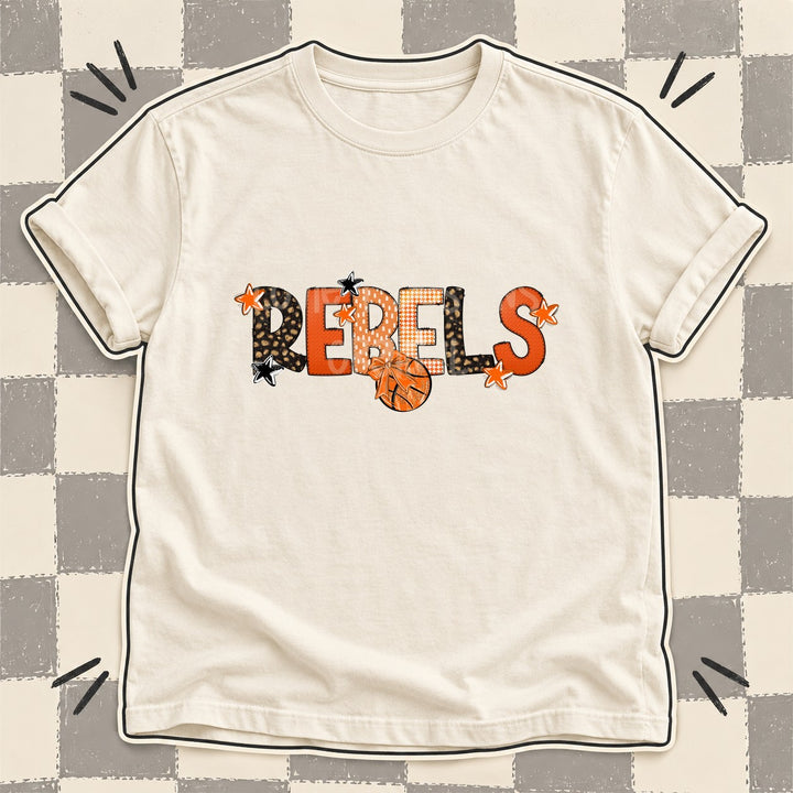 Rebels Mixed Doodle Basketball Mascots – Leopard Court DTF transfer mockup