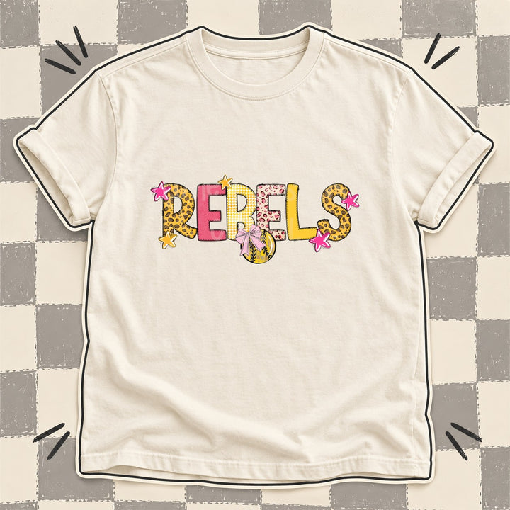 Rebels Mixed Doodle Softball Mascots – Sunshine Leopard DTF transfer mockup