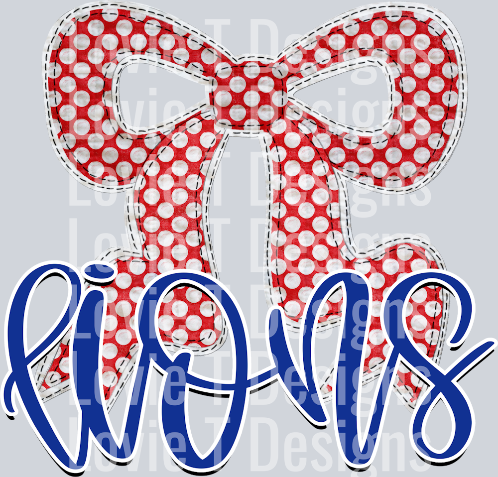 RED DOT QUILITED BOW LIONS ROYAL BLUE