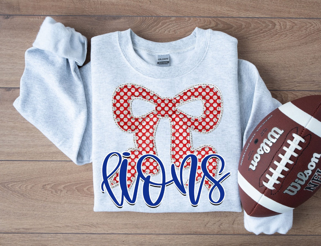 RED DOT QUILITED BOW LIONS ROYAL BLUE