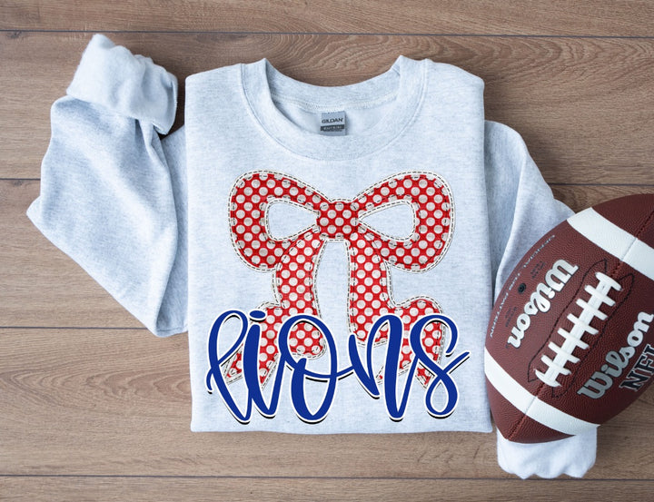 RED DOT QUILITED BOW LIONS ROYAL BLUE