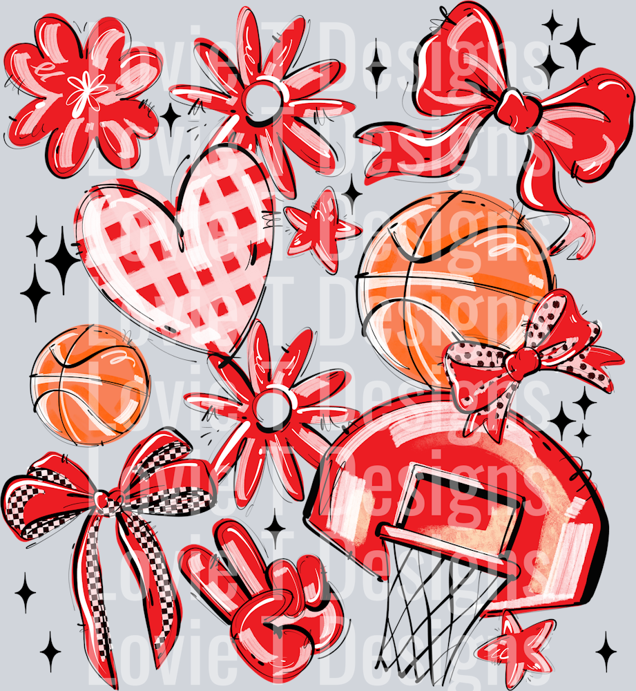 RED PLAY BALL BASKETBALL COLLAGE