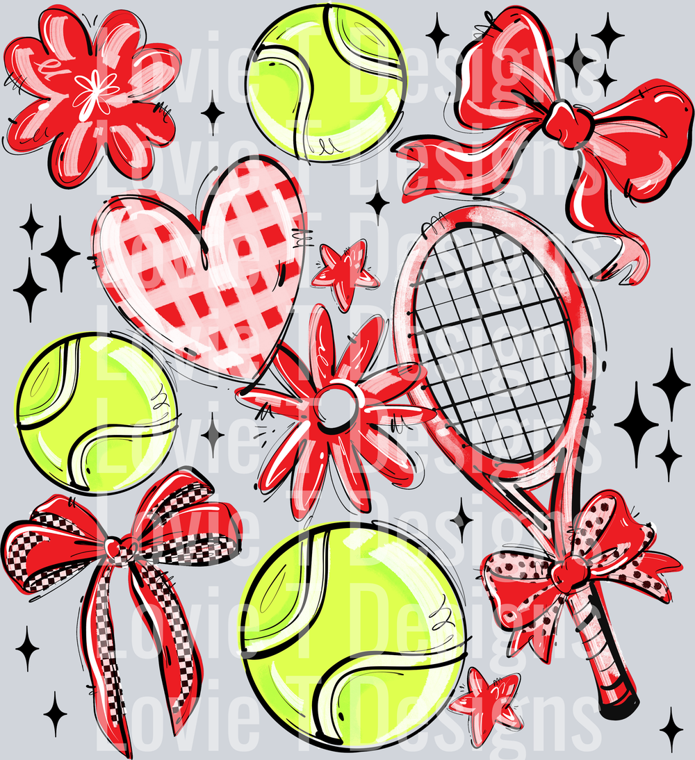 RED PLAY BALL TENNIS COLLAGE