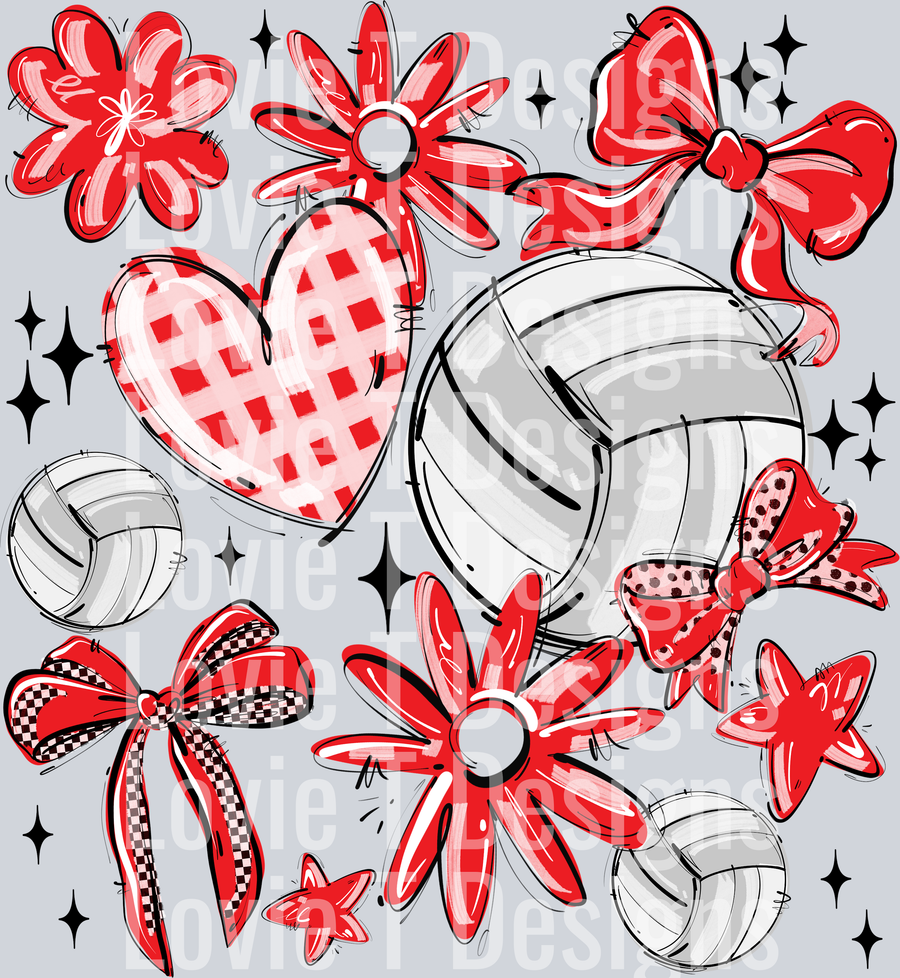 RED PLAY BALL VOLLEYBALL COLLAGE