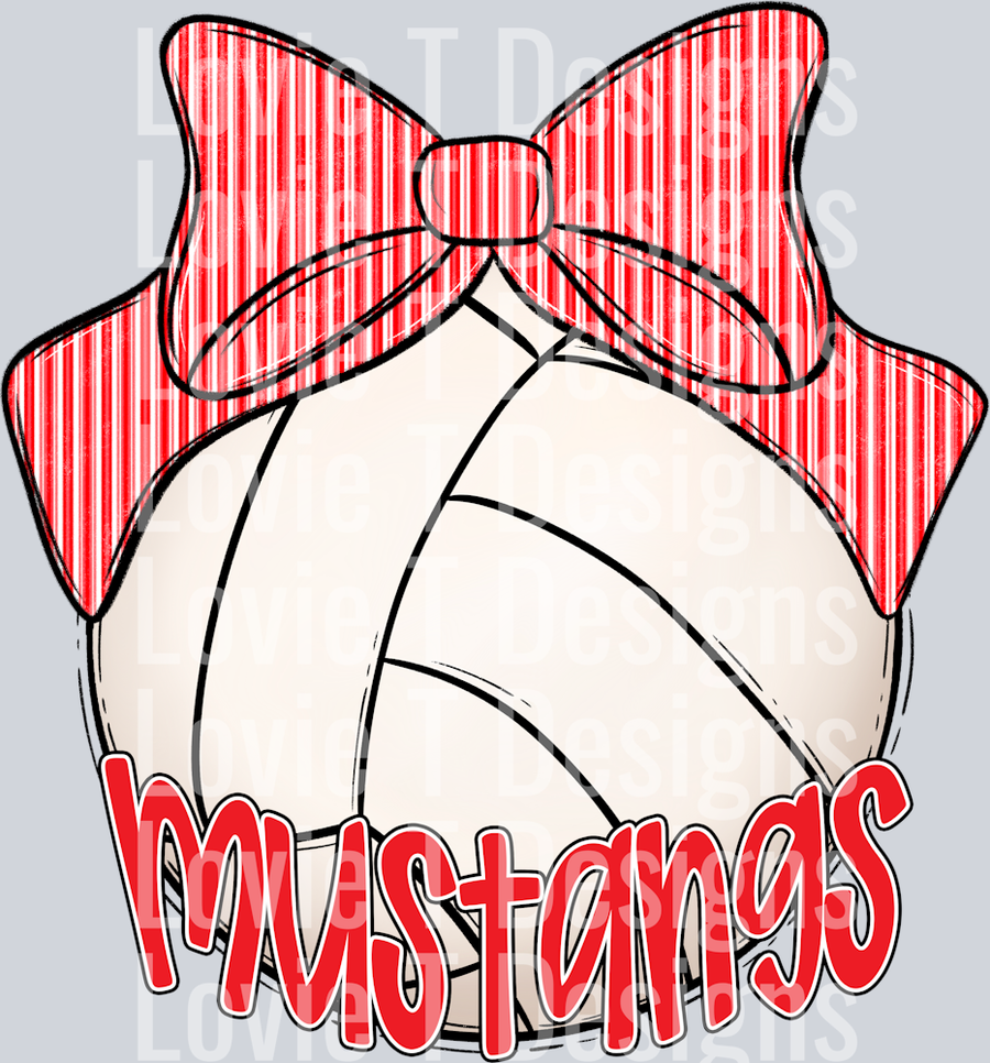 RED SEERSUCKER VOLLEYBALL MUSTANGS