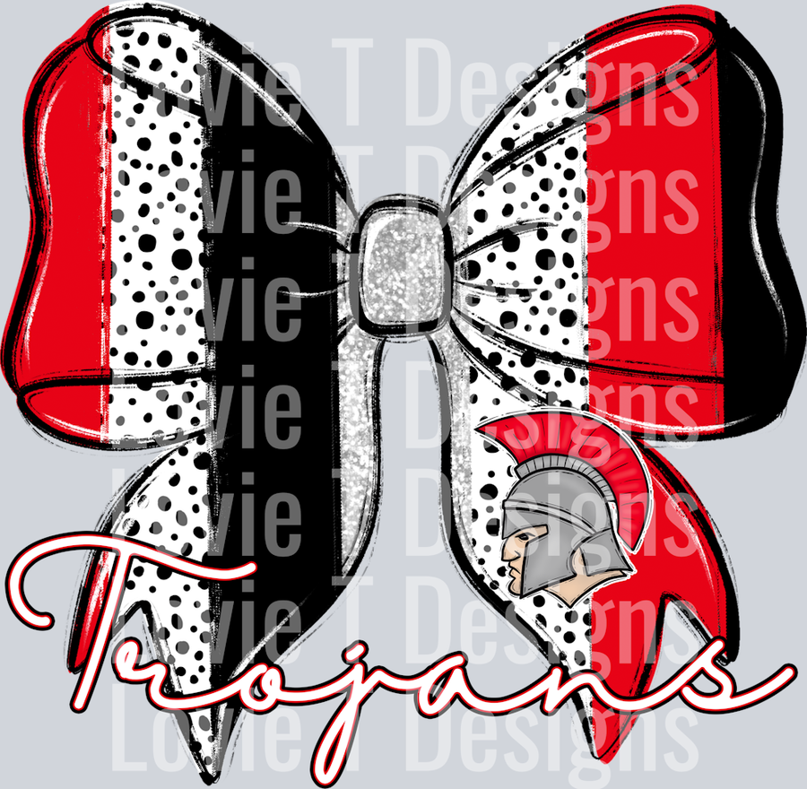 RED TROJANS DOT BOW