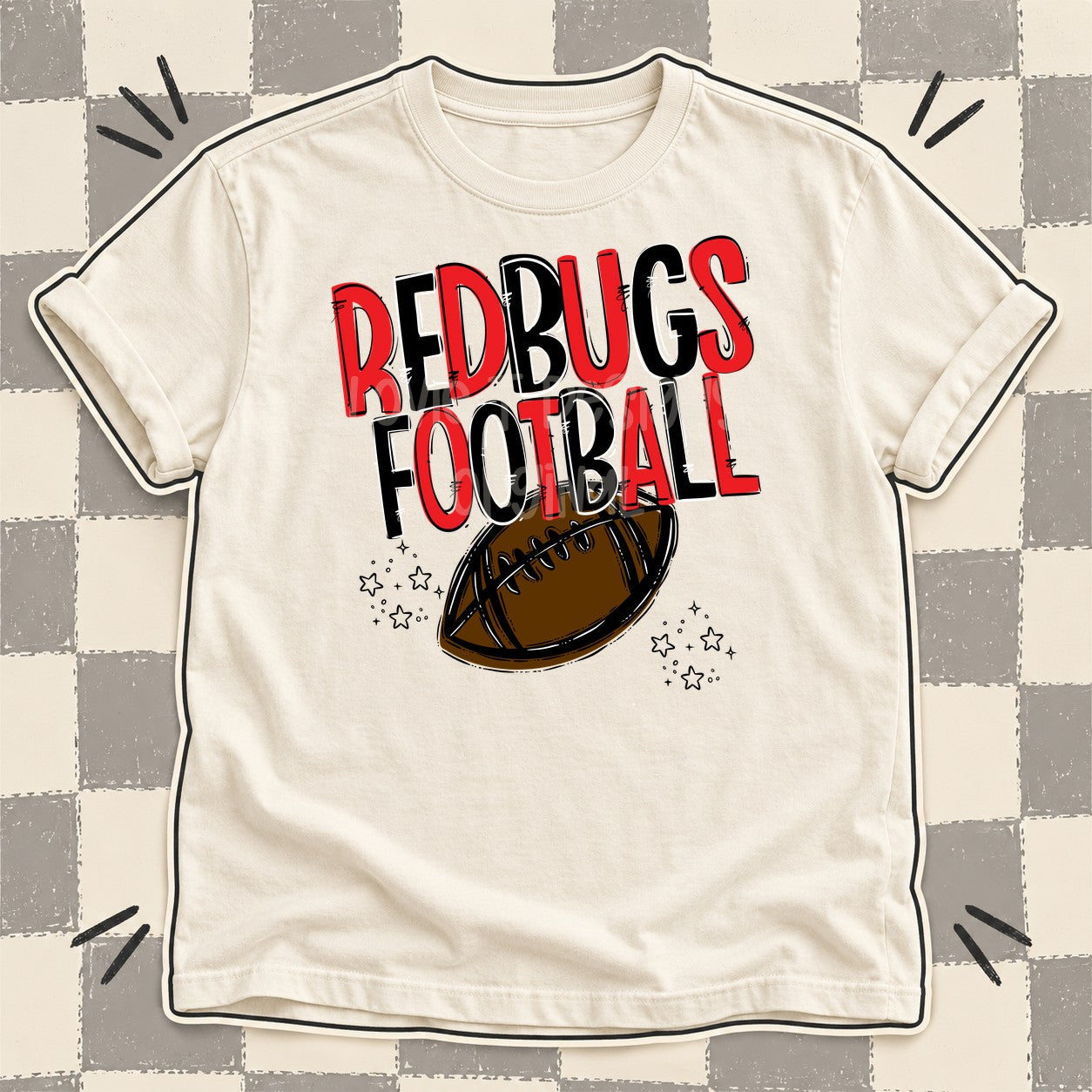 Team Go Football Mascots Redbugs Red Black design