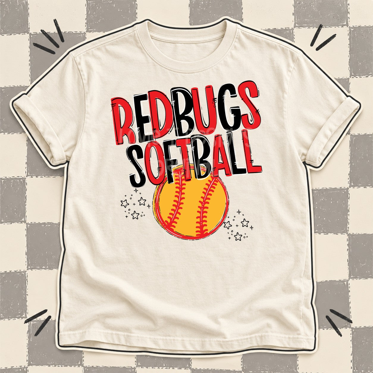 Team Go Softball Mascots Redbugs Red Black design