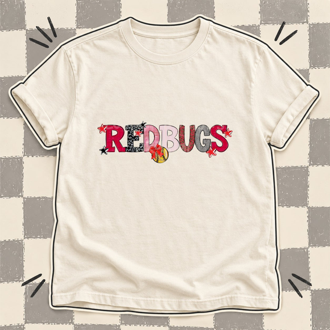 Redbugs Red Black White Mixed Doodle Softball Mascots – Mascot Colors DTF transfer mockup