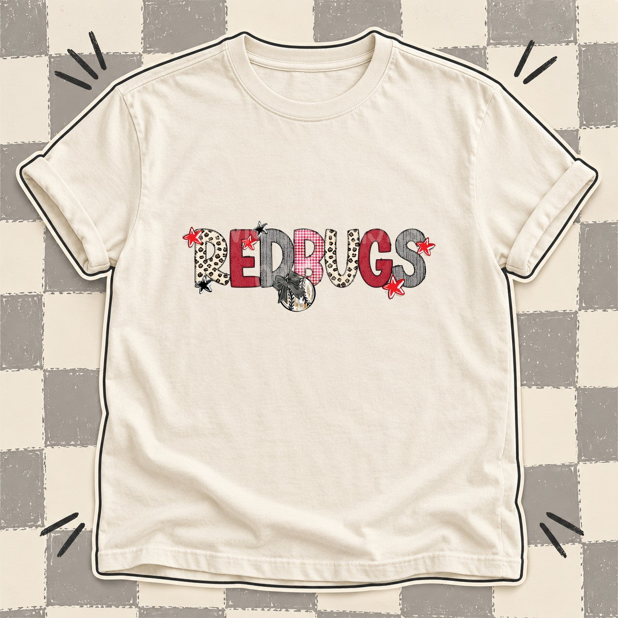 Mixed Doodle Baseball Mascots – Stitched Ballpark Redbugs design