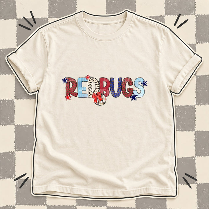 Redbugs Mixed Doodle Baseball Mascots – Leopard Red Navy DTF transfer mockup