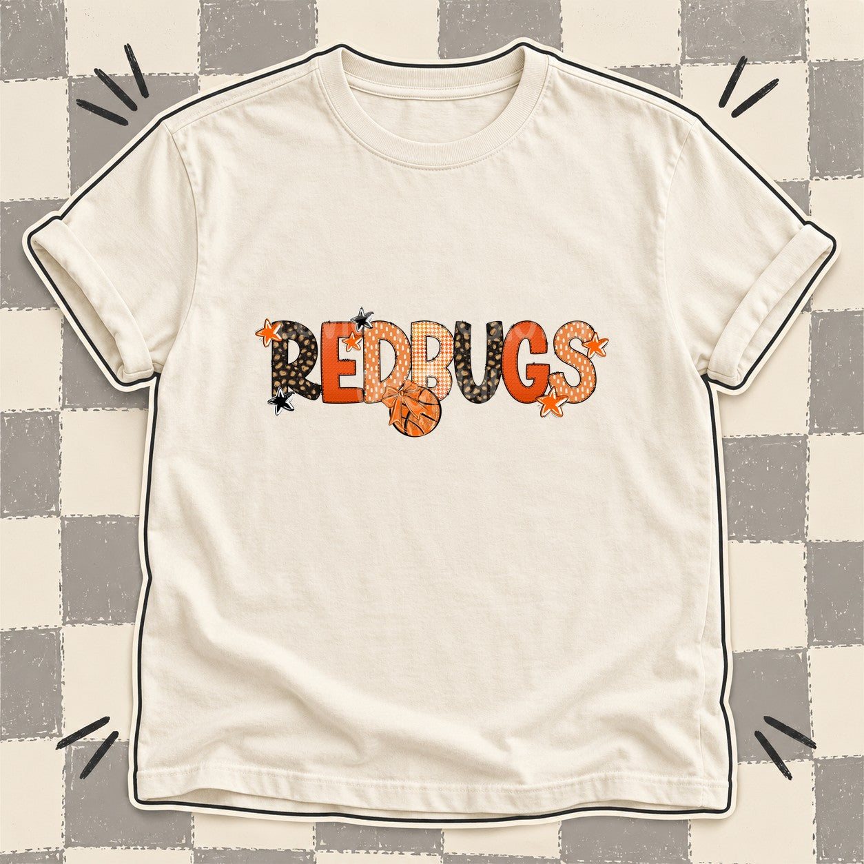 Mixed Doodle Basketball Mascots – Leopard Court Redbugs design