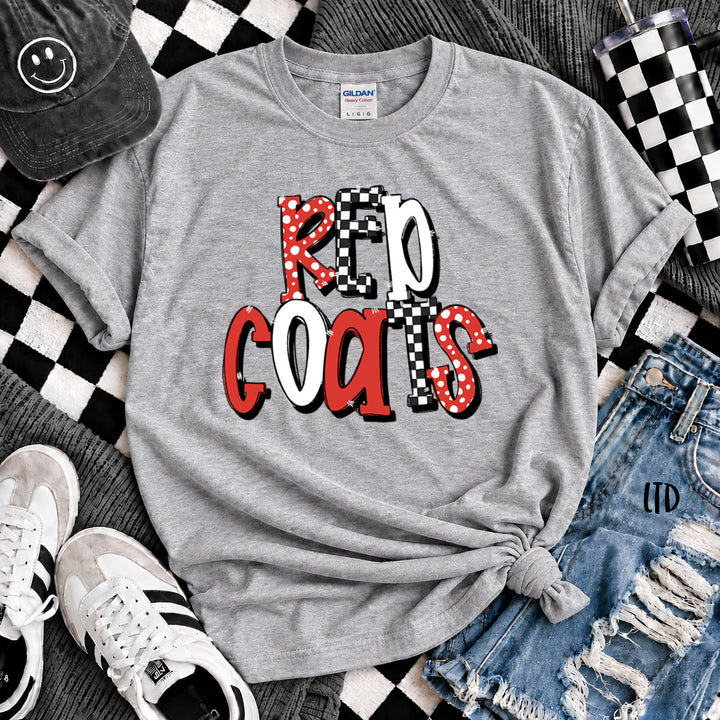 Redcoats Red White Dot Dot Check Mix Mascots DTF transfer mockup