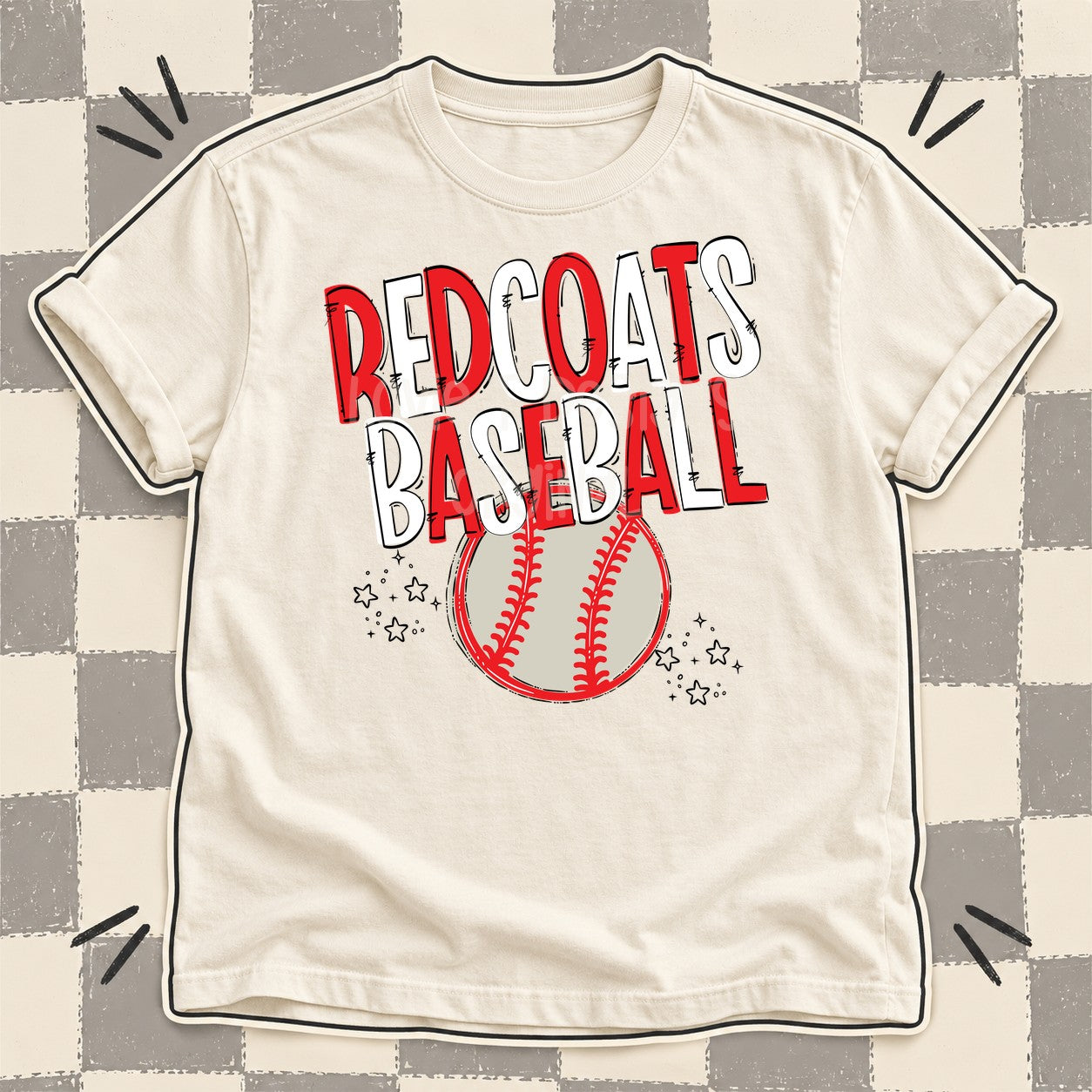 Team Go Baseball Mascots Redcoats Red White design