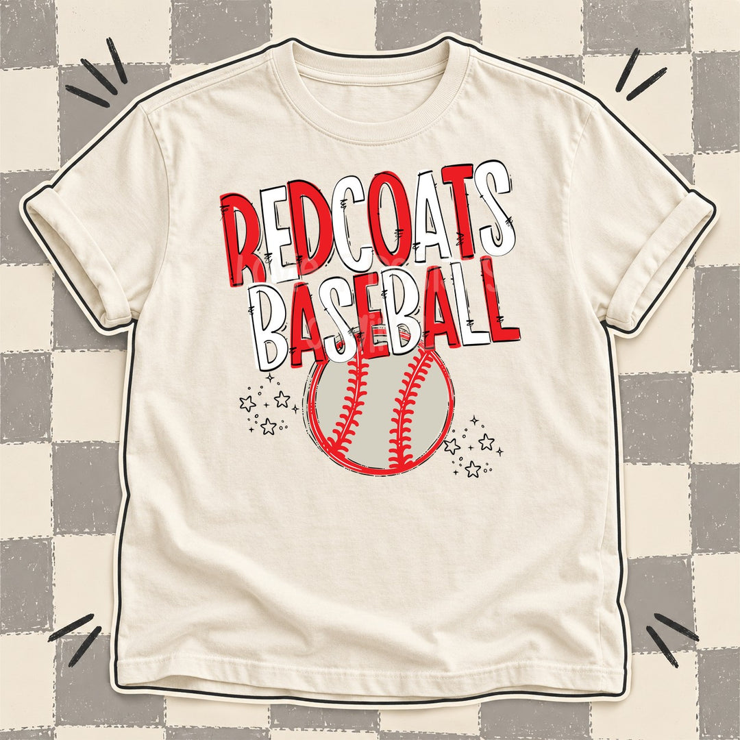 Redcoats Red White Team Go Baseball Mascots DTF transfer mockup