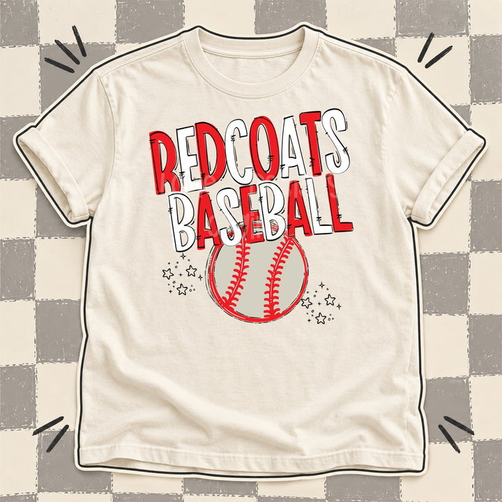 Redcoats Red White Team Go Baseball Mascots DTF transfer mockup