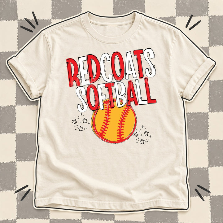Redcoats Red White Team Go Softball Mascots DTF transfer mockup