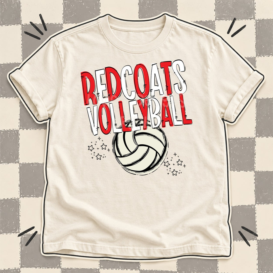 Redcoats Red White Team Go Volleyball Mascots DTF transfer mockup