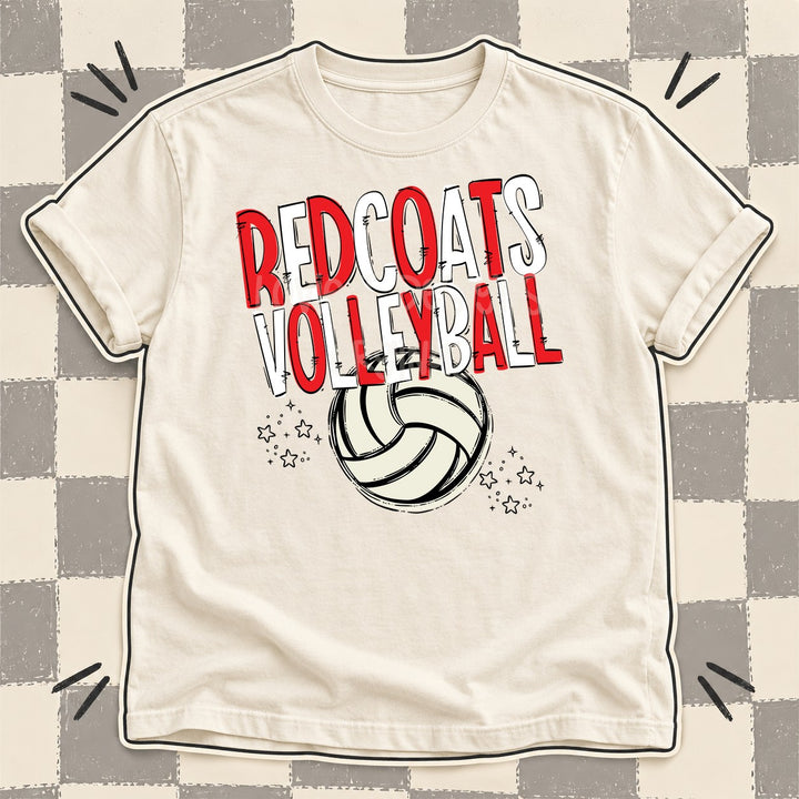 Redcoats Red White Team Go Volleyball Mascots DTF transfer mockup