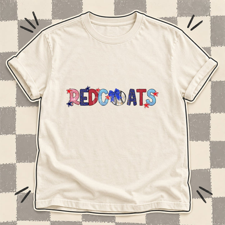 Redcoats Mixed Doodle Baseball Mascots – Red and Royal DTF transfer mockup