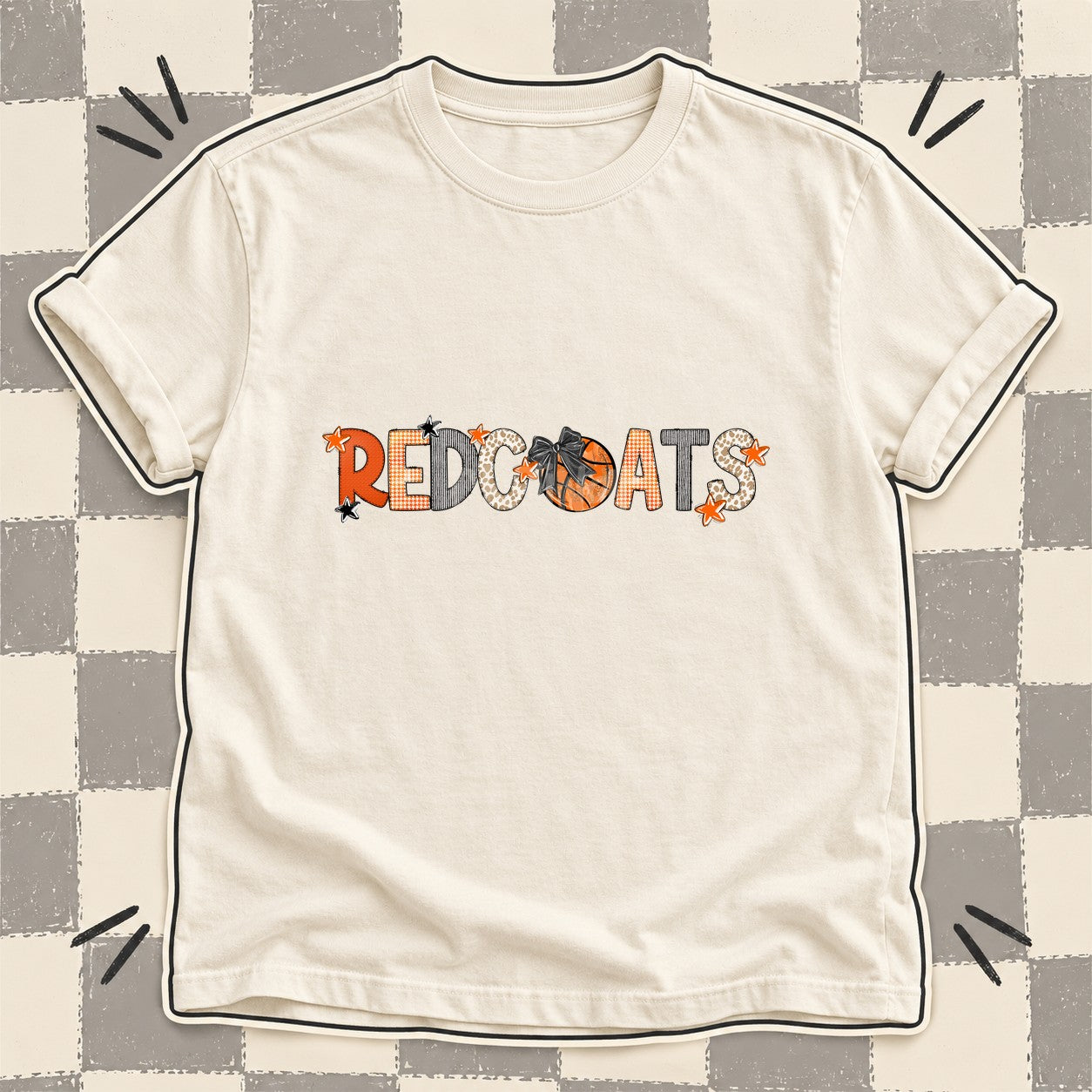 Mixed Doodle Basketball Mascots – Hoops Houndstooth Redcoats design