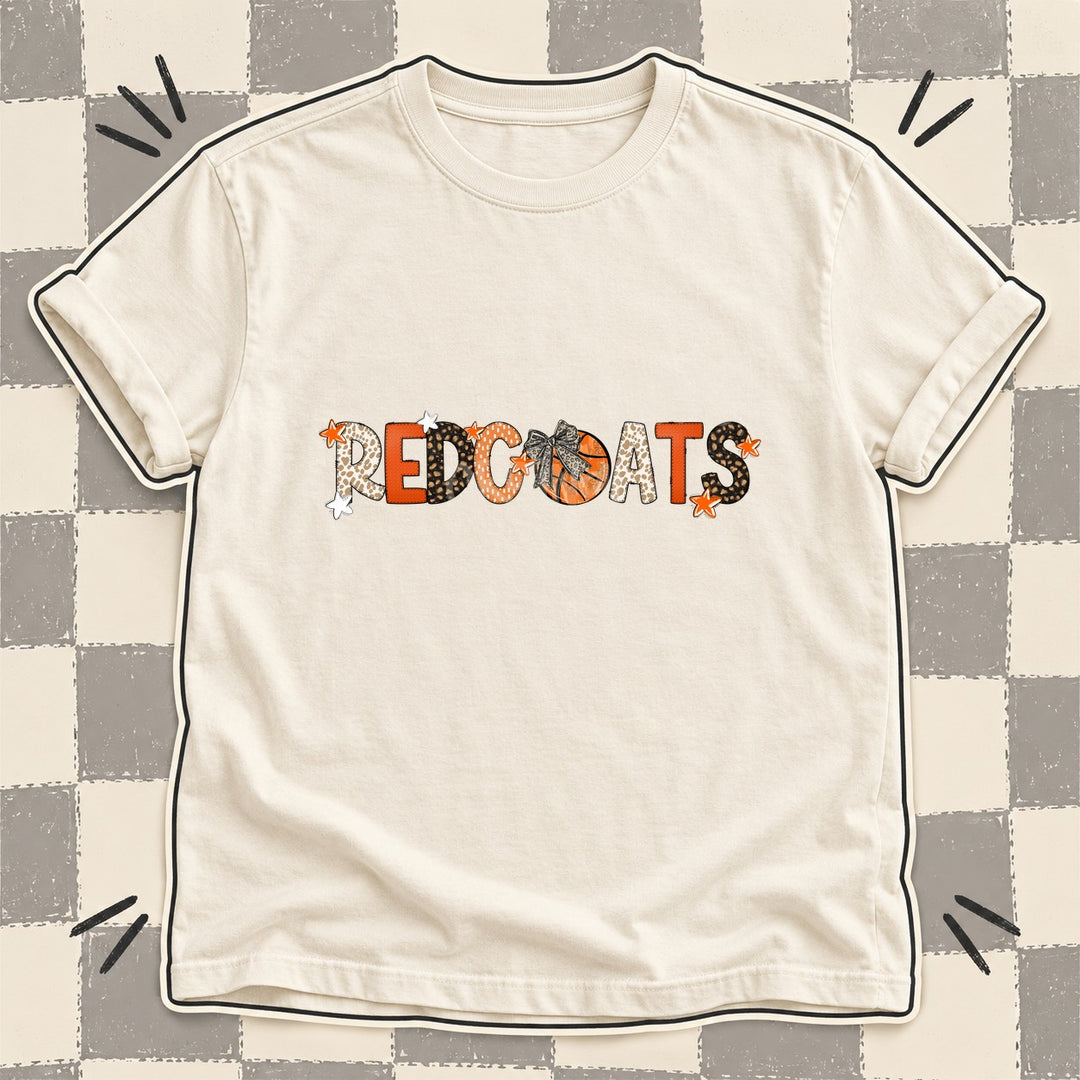 Redcoats Mixed Doodle Basketball Mascots – Orange and Brown DTF transfer mockup