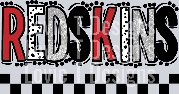 REDSKINS RED AND LIGHT SILVER DOODLE DOT MASCOT