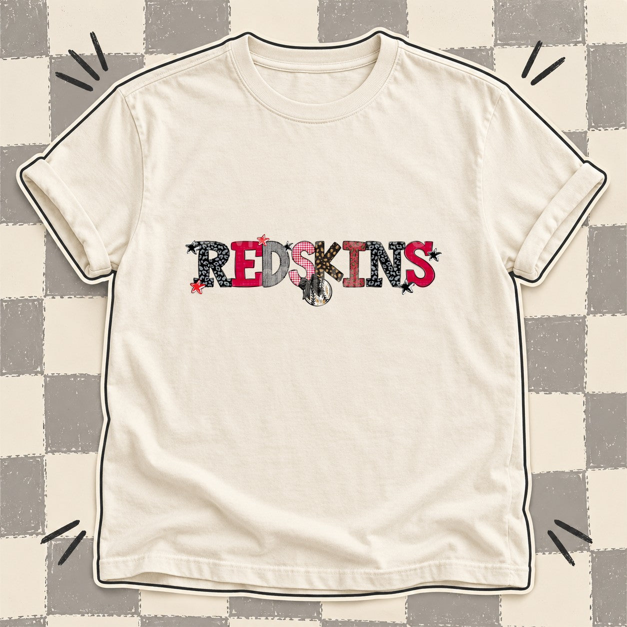 Mixed Doodle Baseball Mascots – Mascot Colors Redskins Black Red design