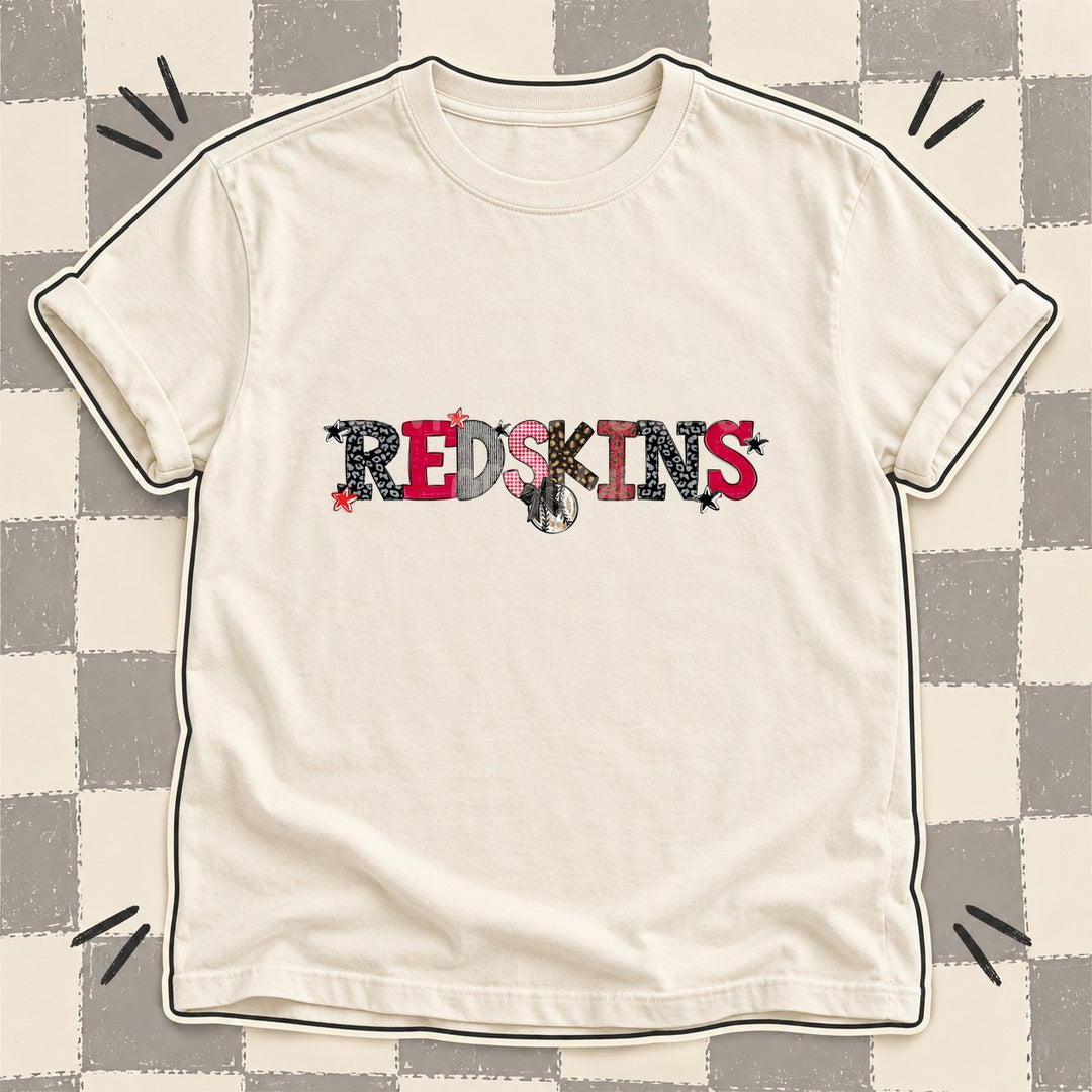 Redskins Black Red Mixed Doodle Baseball Mascots – Mascot Colors DTF transfer mockup