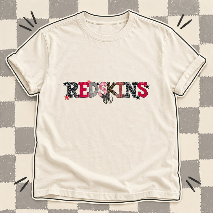 Redskins Black Red Mixed Doodle Baseball Mascots – Mascot Colors DTF transfer mockup
