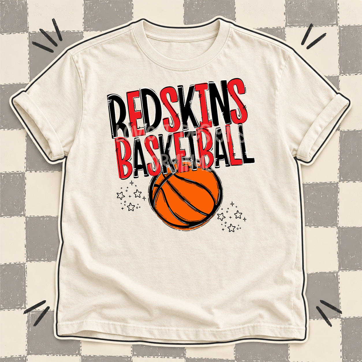 Team Go Basketball Mascots Redskins Black Red design