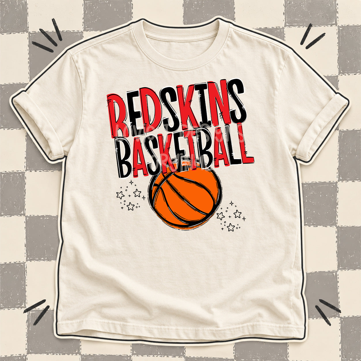 Team Go Basketball Mascots Redskins Red Black design