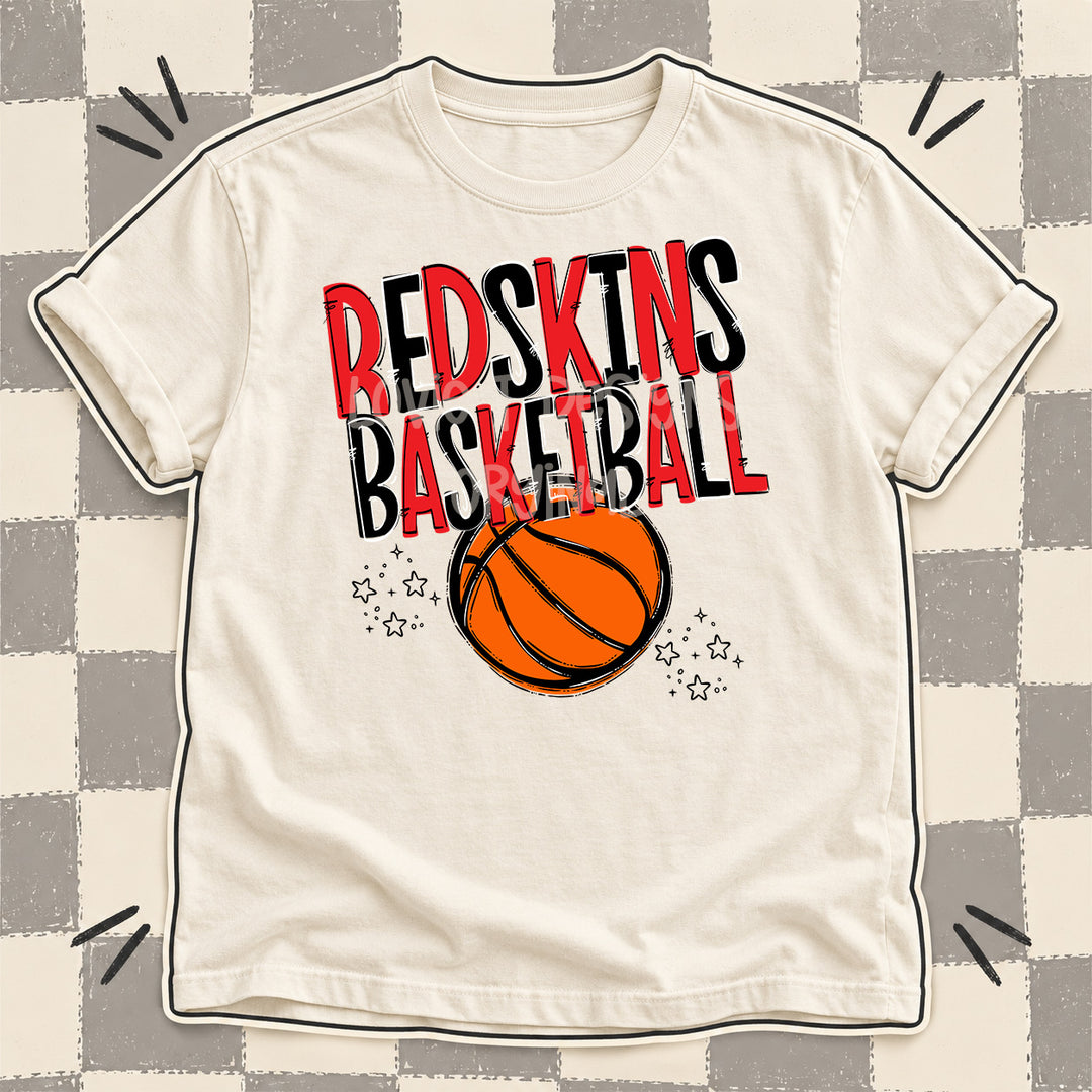 Redskins Red Black Team Go Basketball Mascots DTF transfer