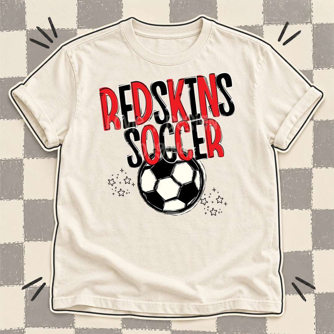 Redskins Red Black Team Go Soccer Mascots DTF transfer mockup