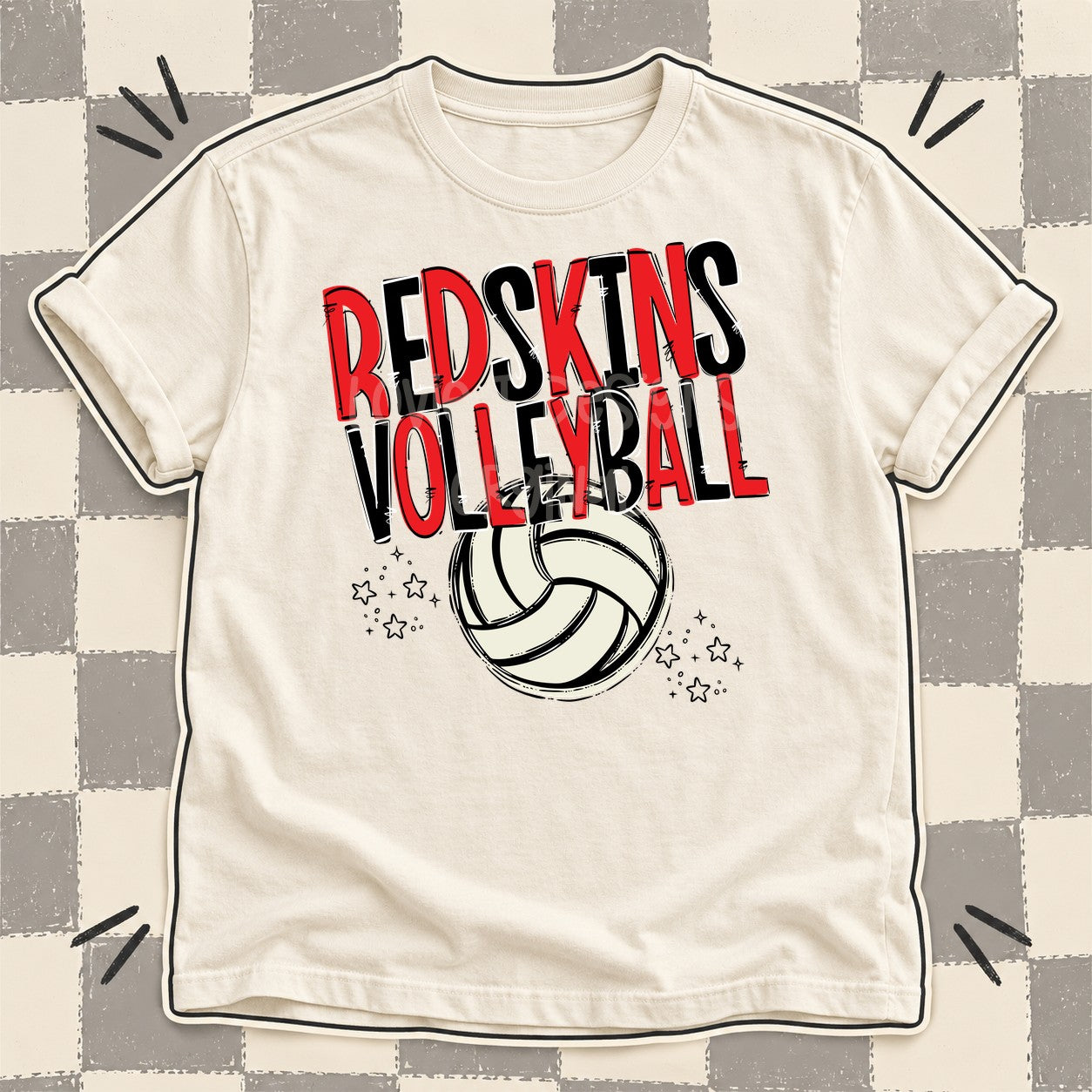 Team Go Volleyball Mascots Redskins Red Black design