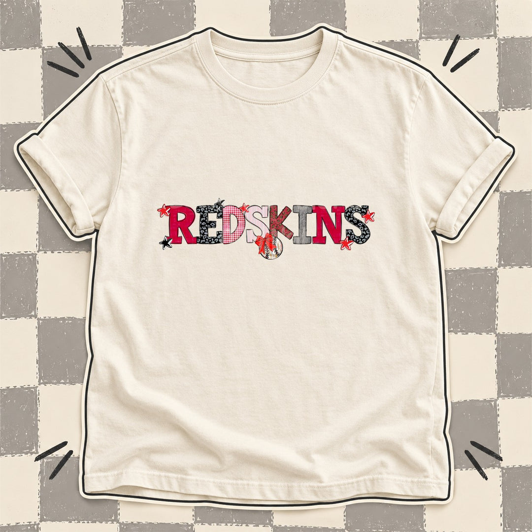 Redskins Red Black White Mixed Doodle Baseball Mascots – Mascot Colors DTF transfer mockup