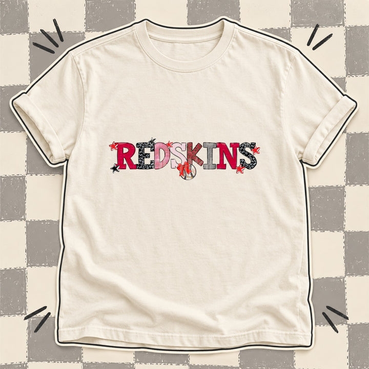 Redskins Red Black White Mixed Doodle Baseball Mascots – Mascot Colors DTF transfer mockup