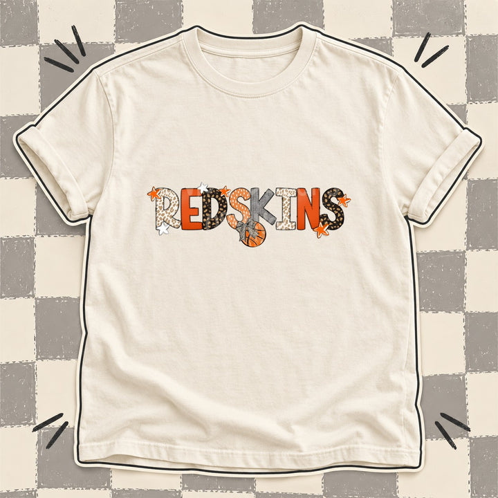Redskins Mixed Doodle Basketball Mascots – Orange and Brown DTF transfer mockup