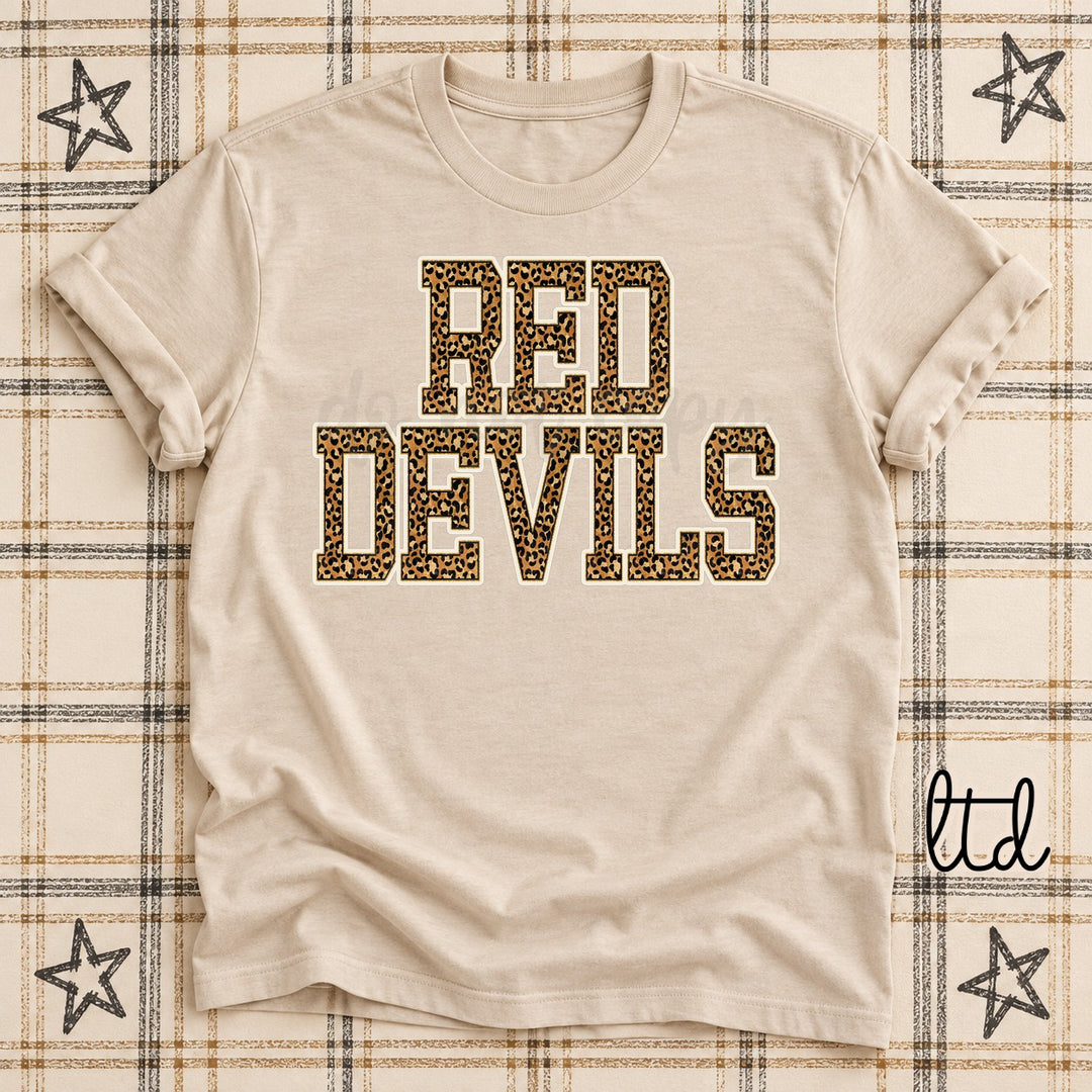 Red Devils Dark Leopard Mascots DTF transfer mockup